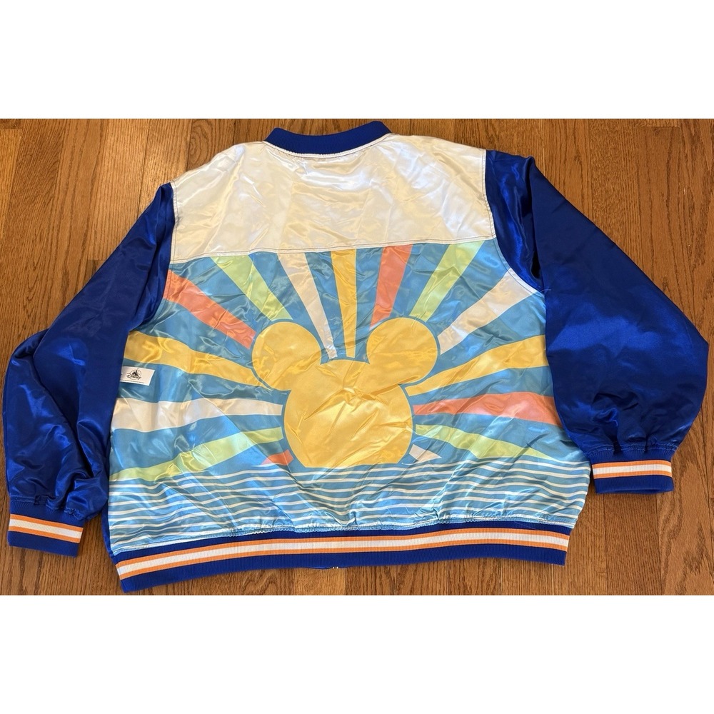 Disney Parks Mickey Mouse Sun Heart Satin Bomber Varsity Jacket Adult Size 3XL